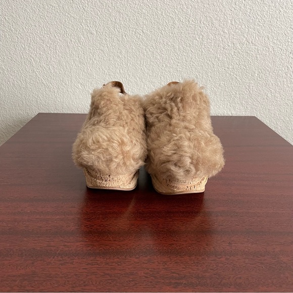 NWOT Chloe Camille Wedge Mules Fur Cork Leather Beige Sandals Shoes - Picture 8 of 13